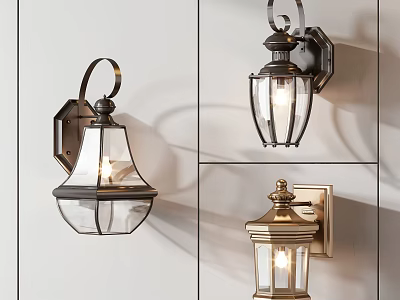 Vintage Classic Wall Mounted Lamps With Glass Shade And Metal Frame 3d model