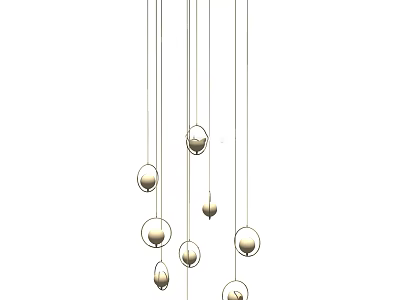 Modern Minimalist Chandelier Featuring Suspended Spherical Lights On Metal Wires for Interior Decoration 3d model