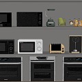 Kitchen appliances Microwave oven Oven Coffee maker 3d model