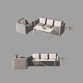 Modern Fabric Sofa And Coffee Table Set With Metal Frame Cushions And Side Table 3d model