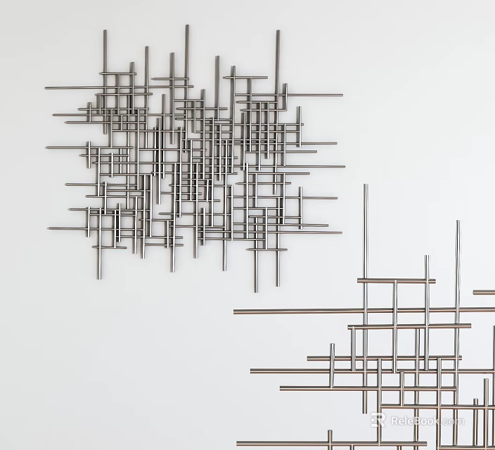 Modern Geometric Wall Decor with Interlaced Metal Lines for Interior Design 3d model