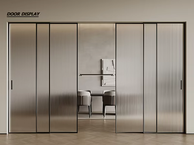 Modern Sliding Glass Doors With Black Frames For Interior Room 3d model