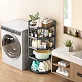 Multi tiered Bathroom Cabinet Rack With Toiletries Baskets Basin And Plants