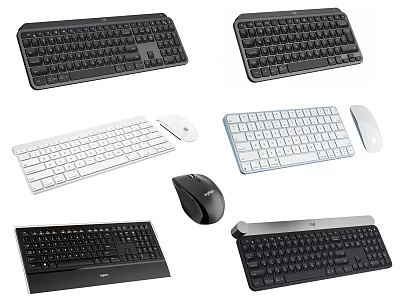 Various Computer Keyboards And Mice In Different Styles For Home Office Setup Use 3d model