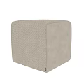 Light Beige Square Ottoman With Woven Texture And Soft Comfortable Surface
