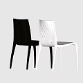 Two Modern Dining Chairs With Quilted Backrest Light And Dark Colors 3d model