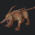 Fierce Mythical Beast With Long Ears Tusks Muscular Limbs And Patterned Skin