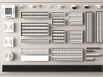 Various Grille Lights with Modern Designs Different Sizes and Styles for Indoor Spaces 3d model