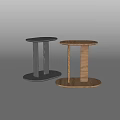 Modern Round Top Side Tables With Black And Wooden Double Column Base 3d model