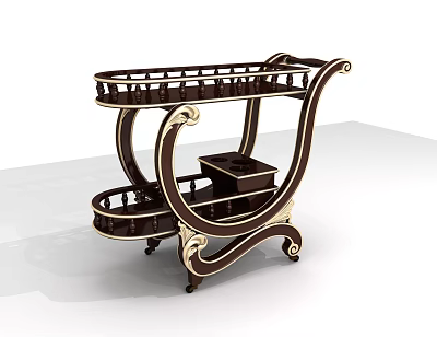 Vintage push dining car dining car sour branch wood skin 3d model Vintage push dining car dining car sour branch wood skin 3d model