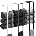 Three Towels in Gray Dark Gray and Light Gray Hanging On Rod