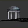 Dome Shaped Pavilion With White Columns Circular Stone Base On Red White Ground Surface 3d model