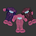 Cute Soft Plush Stuffed Toys With Big Eyes In Blue Pink Black Colors