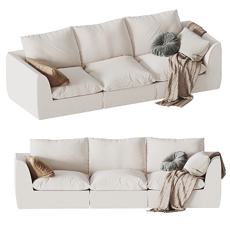 Cream style sofa multi-person sofa lazy sofa 3d model