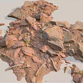 Red Rocks With Various Sizes Shapes And Green Moss Natural Formation