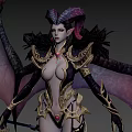 Game and Movie Character Female with Large Decorative Wings Golden Accents and Purple Pink Hues Ornate Armor