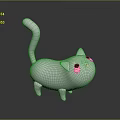 Cute White Cat 3D Model Character With Long Tail Pink Cheeks And Black Eyes