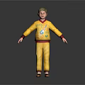 Game Movie Boy Character In Yellow Onesie With Rocket Graphic And Red Cuffs