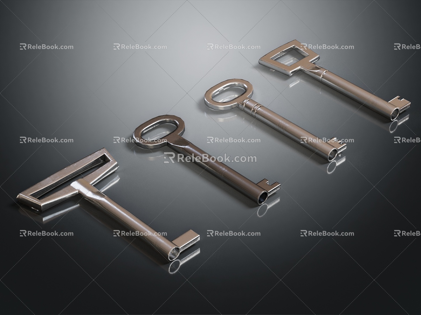 Modern Key Metal Key 3d model