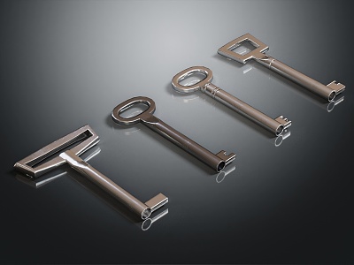 Modern Key Metal Key 3d model