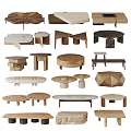 Diverse Modern Coffee Tables with Wooden Marble Surfaces and Geometric Designs in Various Shapes