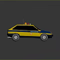 Vintage Yellow And Blue Police Car With GAI Logo And Roof Mounted Sirens