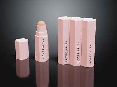 Fenty Beauty Pink Cosmetics Collection With Stylish Cream And Lipstick Cases 3d model