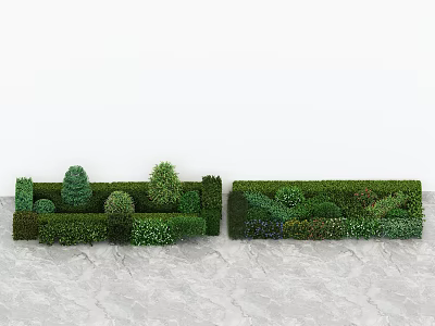 Neatly Pruned Green Shrubs In Modern Landscape Design With Diverse Shapes And Tidy Arrangements 3d model