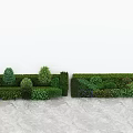 Neatly Pruned Green Shrubs In Modern Landscape Design With Diverse Shapes And Tidy Arrangements