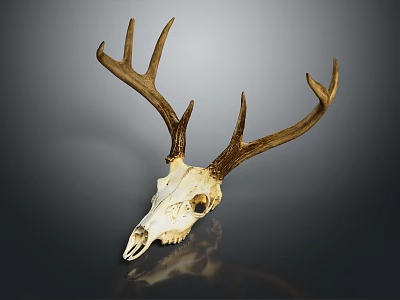 Detailed Deer Skull With Antlers Showcasing Natural Bone Texture And Structure Details 3d model