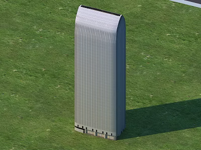 Tall Modern Building Structure Standing On Green Grass Field Aerial View 3d model