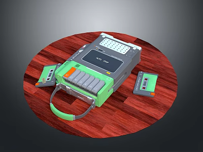 Portable Multi Port Mobile Charger With Green Gray Design And Handle For Devices 3d model