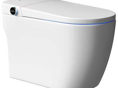 Modern White Smart Toilet Design With Blue Accent Strip And Advanced Features 3d model