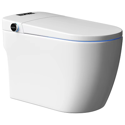 Modern White Smart Toilet Design With Blue Accent Strip And Advanced Features 3d model