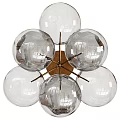 Modern Transparent Glass Balls Chandelier With Golden Metal Frame And Elegant Hanging Structure