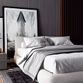 Modern background double bed 3d model
