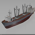 Large Cargo Ship With Red And White Hull Multiple Cranes On Deck 3d model