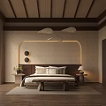 Modern Bedroom Interior Design With Wooden Bed And Pendant Lights