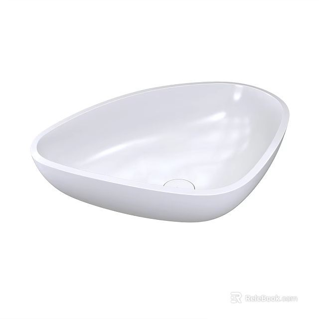 Sleek White Modern Ceramic Washbasin With Smooth Surface And Unique Shape 3d model