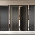 Modern Metal Security Doors With Patterned Design And Open Frame Details 3d model