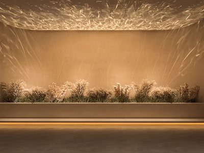Decorative Lights Casting Elegant Patterns On Textured Wall With Grass Accents 3d model