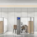Modern Bank Lobby Interior Design With Seating Area Service Desks And Glass Partitions