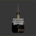 Vintage Steamship Model with Black Brown Hull Mast and Chimney Deck Details