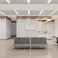Modern Hospital Outpatient Clinic Waiting Area With Reception Desk Chairs And Information Board