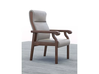 Modern Office Chair With Wooden Frame Armrests And Beige Upholstered Seat For Comfortable Workspace 3d model