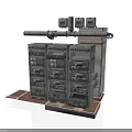 Vintage Industrial Mechanical Device With Multiple Control Panels And Tubular Structure