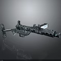 3D Model Metal Mechanical Weapon With Barrel Grip And Reflective Surface
