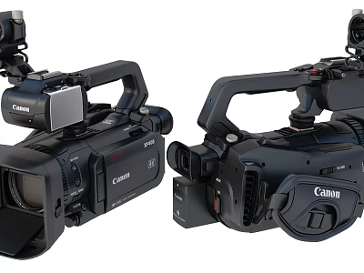 Canon Professional Camcorders With Black Design And Ergonomic Handle Features 3d model