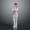 Professional Female Doctor In White Uniform With Stethoscope Standing Arms Crossed