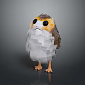 Cute 3D Paper Craft Bird With Large Eyes And White Brown Feathers